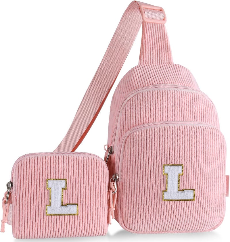 Gomens Birthday Gifts for 4 5 6 7 8 9 10 11 12 13 Year Old Girls, Cute Initial Crossbody Sling Bag Fanny Pack Belt Purse for Daughter Sister Teen Grandkids Personalized Gifts Pink L - Image 1